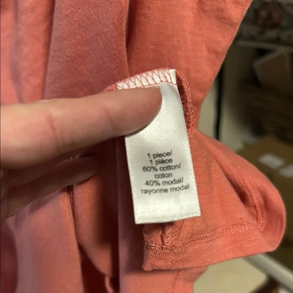 Maurices 3X Asymmetrical Orange Pink Blouse Short Sleeves - Picture 4 of 5